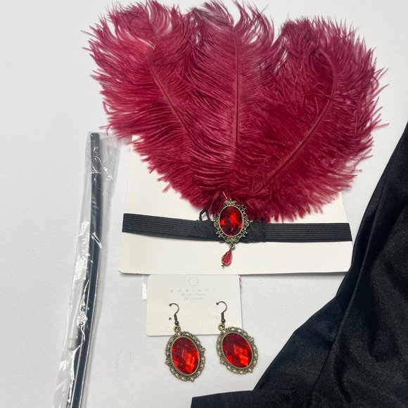 1920s Flapper Accessories Red Gatsby Costume Accessories Set #2516 - Picture 2 of 8